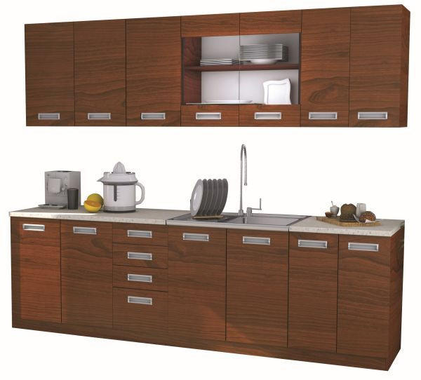 KUHINJSKI BLOK BEZ UREĐAJA boja trešnjinog drveta - boja trešnjinog drveta, Lajfstajl, staklo/pločasti materijal (260cm) - Boxxx