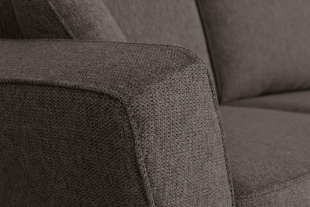 ECKSOFA in Flachgewebe Graubraun  - Eichefarben/Graubraun, Konventionell, Holz/Textil (265/159cm) - Carryhome