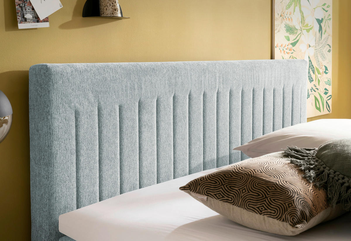 BOXSPRINGBETT 180/200 cm  in Platinfarben  - Platinfarben/Buchefarben, Basics, Holz/Textil (180/200cm) - Boxxx