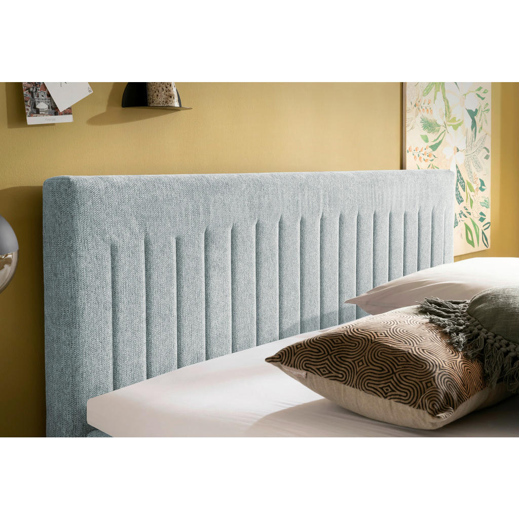 Thumbnail - Boxxx Boxspringbett, Platin, Textil, H2 + H4, Höhe ca. 17 cm, 180x200 cm, Stoffauswahl, Topper durchgehend, Matratze in ...