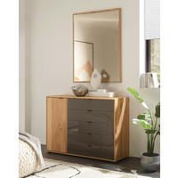 KOMODA, hrast bianco  - črna/barve skrilavca, Konvencionalno, leseni material/les (120/86/43cm) - Linea Natura