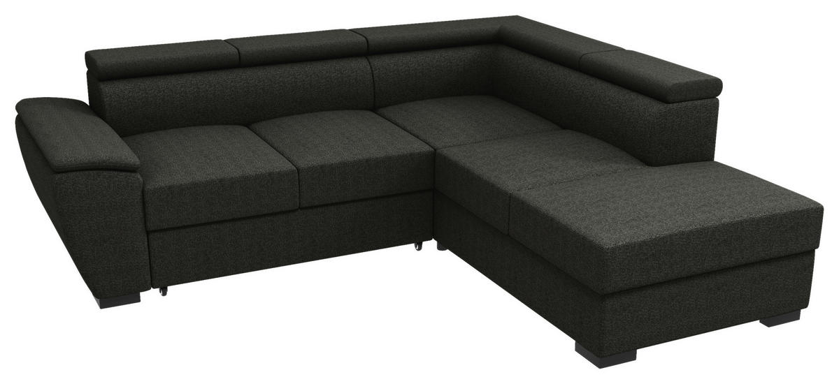 ECKSOFA Anthrazit Flachgewebe  - Anthrazit/Schwarz, KONVENTIONELL, Kunststoff/Textil (266/220cm) - Carryhome