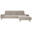 ECKSOFA in Flachgewebe Beige  - Beige/Schwarz, Natur, Holz/Textil (322/201cm) - Voleo