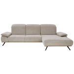 ECKSOFA in Flachgewebe Beige  - Beige/Schwarz, Natur, Holz/Textil (322/201cm) - Voleo