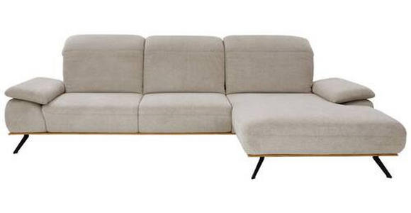 ECKSOFA in Flachgewebe Beige  - Beige/Schwarz, Natur, Holz/Textil (322/201cm) - Voleo