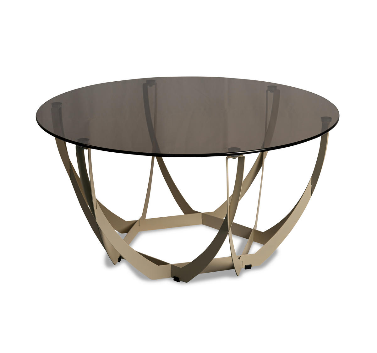 COUCHTISCH Sicherheitsglas 80/80/40 cm rund Creme, Bronzefarben  - Creme/Bronzefarben, Basics, Glas/Metall (80/80/40cm) - Xora