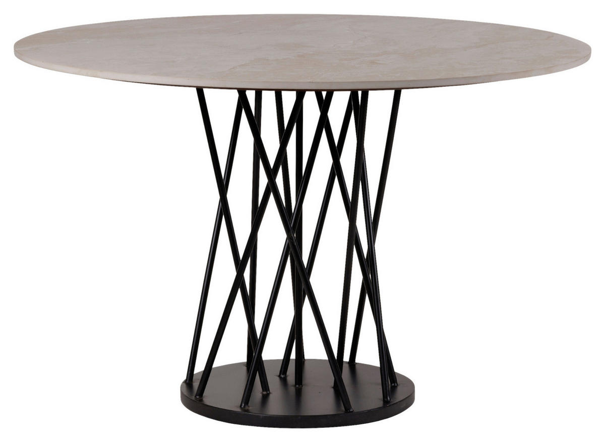 ESSTISCH  Metall, Keramik rund Schwarz, Beige  - Beige/Schwarz, Design, Keramik/Metall (120/120/76cm) - Stylife