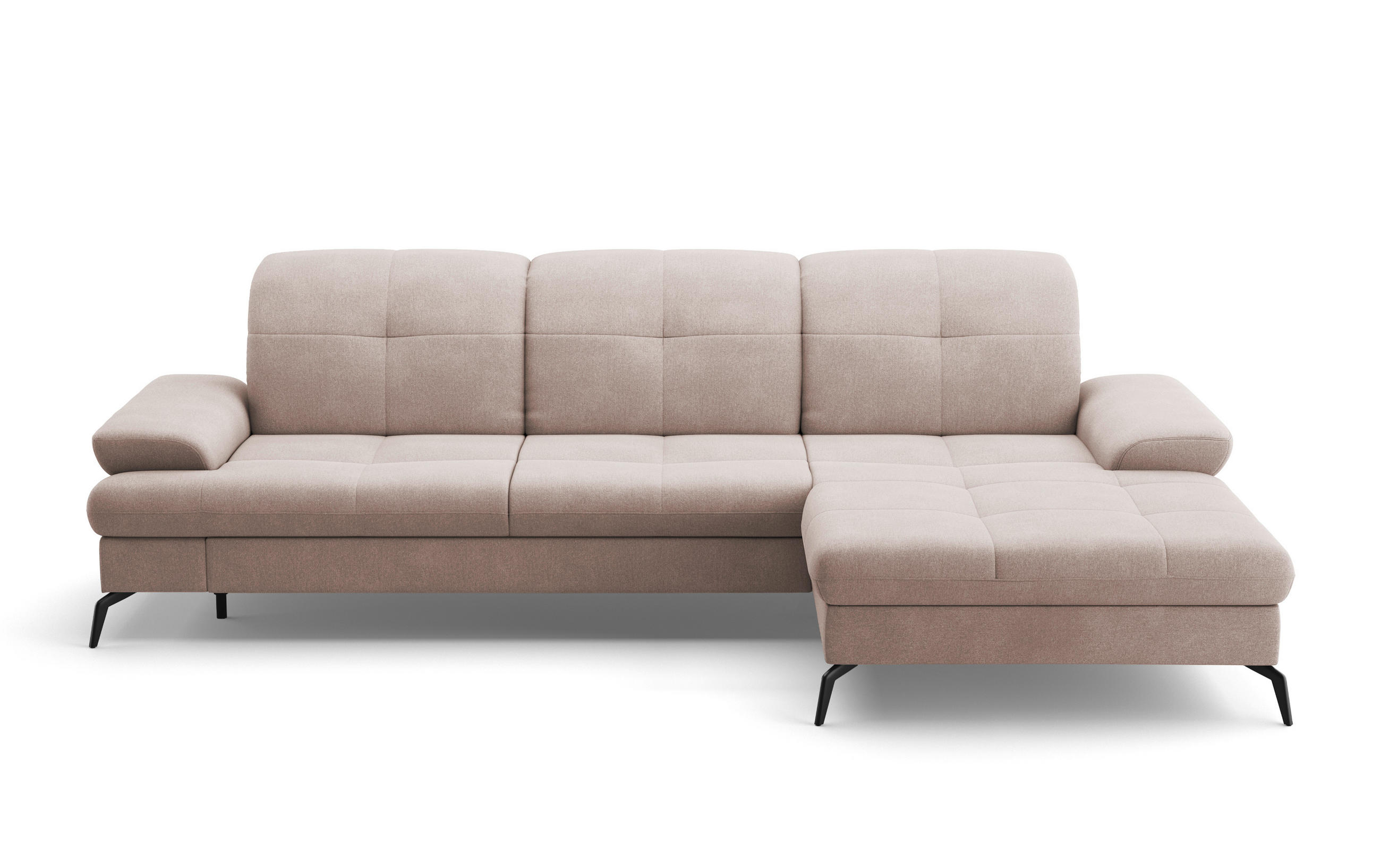 ECKSOFA in Flachgewebe Greige  279/185 cm  - Greige/Schwarz, KONVENTIONELL, Textil/Metall (279/185cm) - Sit & More