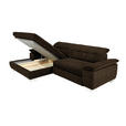 ECKSOFA in Mikrofaser Dunkelbraun  - Chromfarben/Dunkelbraun, Design, Textil/Metall (180/265cm) - Carryhome