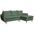 ECKSOFA Dunkelgrün Chenille  - Dunkelgrün/Buchefarben, KONVENTIONELL, Holz/Textil (244/163cm) - Carryhome