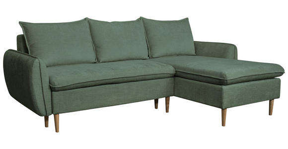 ECKSOFA Dunkelgrün Chenille - Dunkelgrün/Buchefarben, KONVENTIONELL, Holz/Textil (244/163cm) - Carryhome