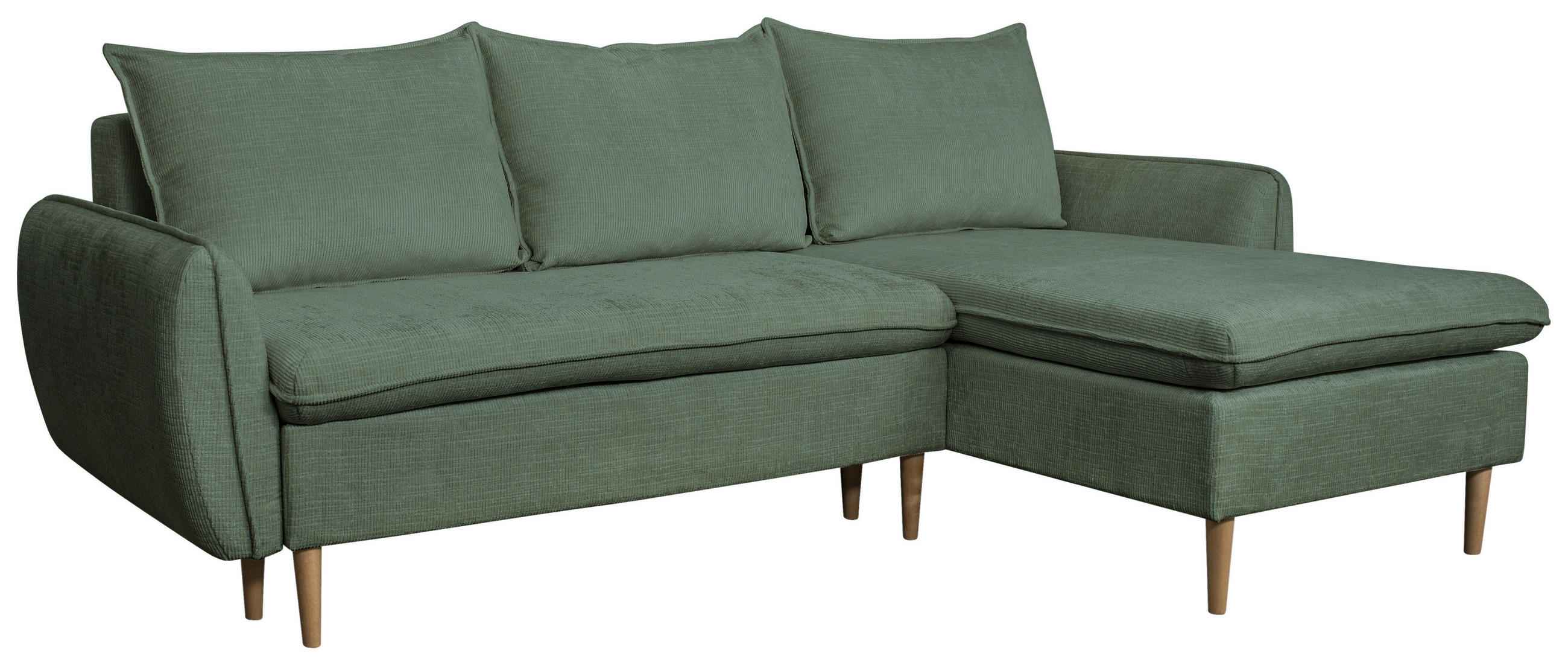 ECKSOFA Dunkelgrün Chenille  - Dunkelgrün/Buchefarben, KONVENTIONELL, Holz/Textil (244/163cm) - Carryhome