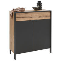 SCHUHSCHRANK 99/110,8/44,6 cm  - Eichefarben/Graphitfarben, Natur, Glas/Holz (99/110,8/44,6cm) - Valdera