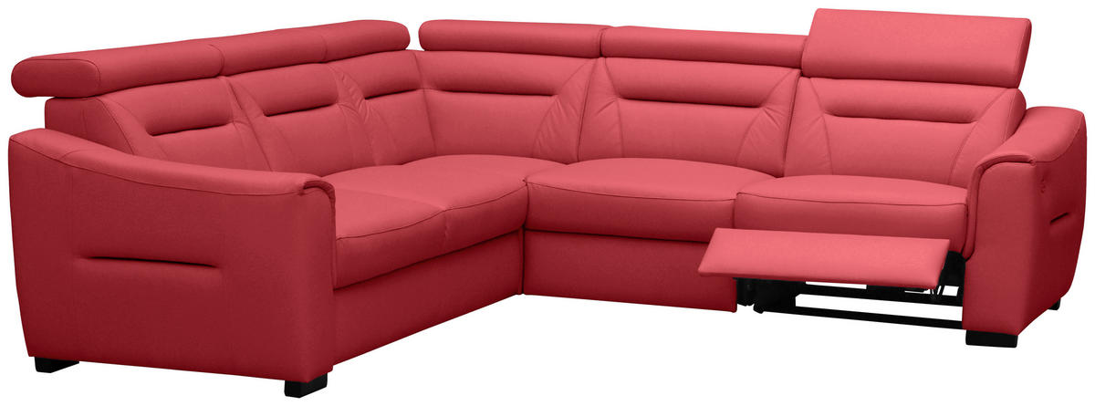 ECKSOFA Lederlook Echtleder Rot  - Wengefarben/Rot, Design, Leder/Holz (260/260cm) - Celina Home