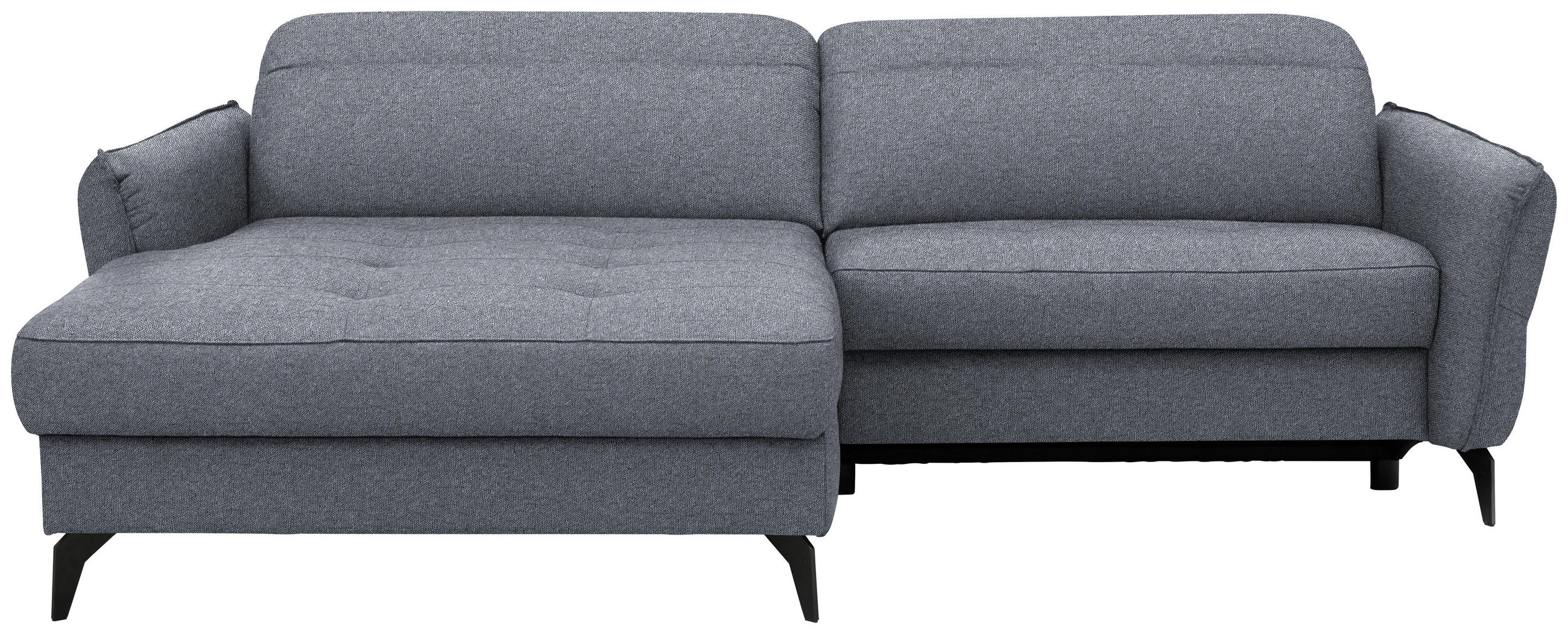 ECKSOFA Flachgewebe Grau  - Schwarz/Grau, Design, Textil/Metall (175/246cm) - Celina