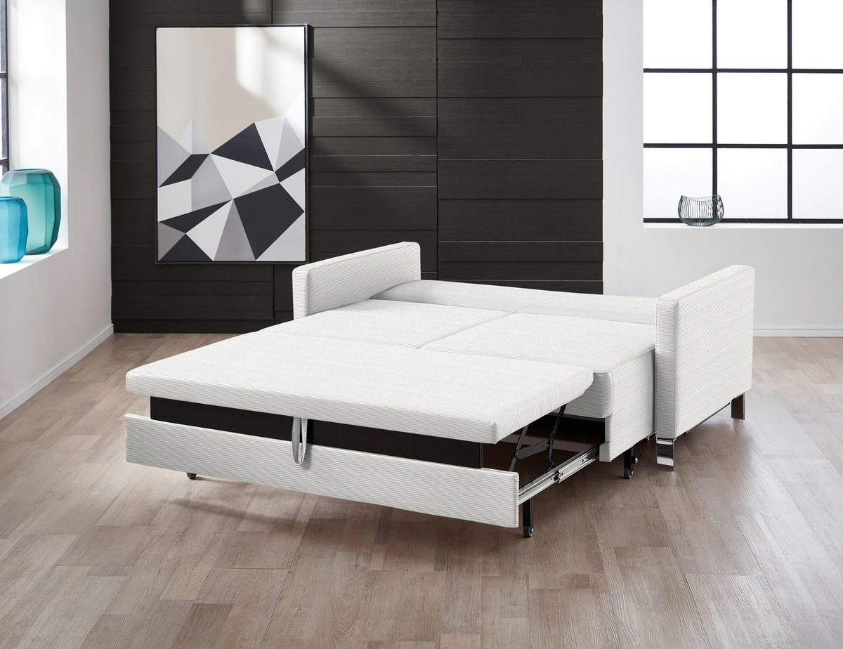 SCHLAFSOFA Feincord Naturfarben  - Chromfarben/Naturfarben, Design, Textil/Metall (140/90/95cm) - Bali