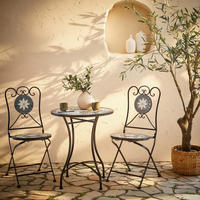 BALKONSET  3-teilig  - Schwarz/Grau, LIFESTYLE, Keramik/Metall - Ambia Garden