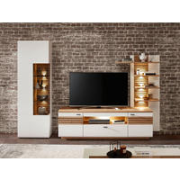 WOHNWAND  in Weiß, Eiche Artisan  296/201/47 cm  - Anthrazit/Weiß, Design, Glas/Holzwerkstoff (296/201/47cm) - Stylife