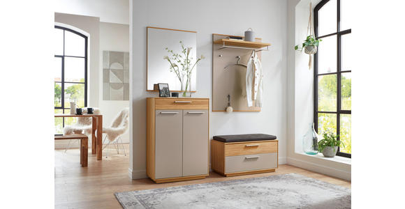 GARDEROBE 5-teilig in 170/195/40 cm - Taupe/Eichefarben, Design, Glas/Holz (170/195/40cm) - Novel