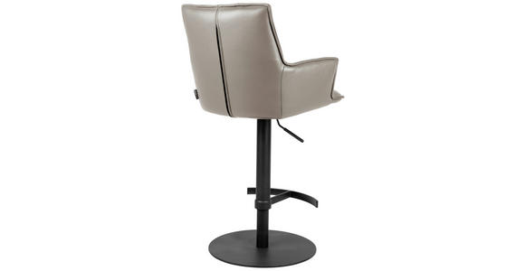 BARHOCKER in Metall, Leder Schwarz, Taupe - Taupe/Schwarz, Design, Leder/Metall (56/89.5~115/56cm) - Novel