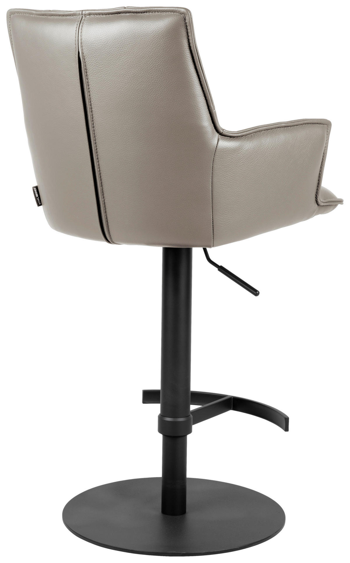BARHOCKER in Metall, Leder Schwarz, Taupe  - Taupe/Schwarz, Design, Leder/Metall (56/89.5~115/56cm) - Novel