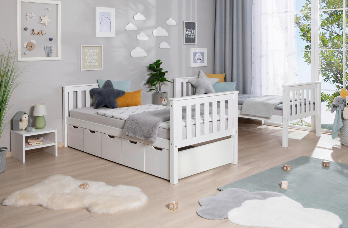 ETAGENBETT 90/200 cm Weiss  - Weiss, Modern, Holz (90/200cm) - MID.YOU