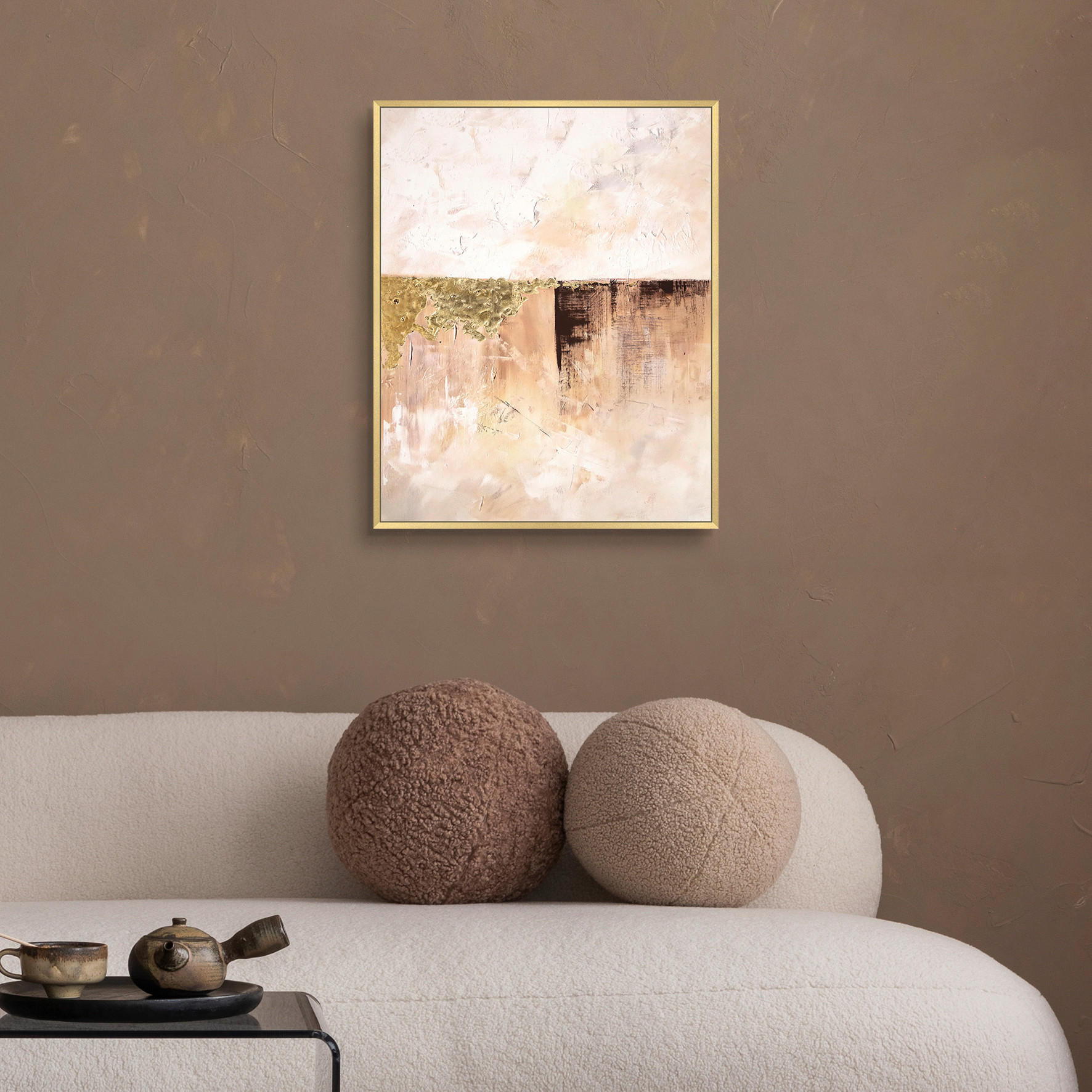 KUNSTDRUCK Abstraktes 40/50 cm  - Goldfarben/Multicolor, Basics, Holzwerkstoff (40/50cm) - Monee