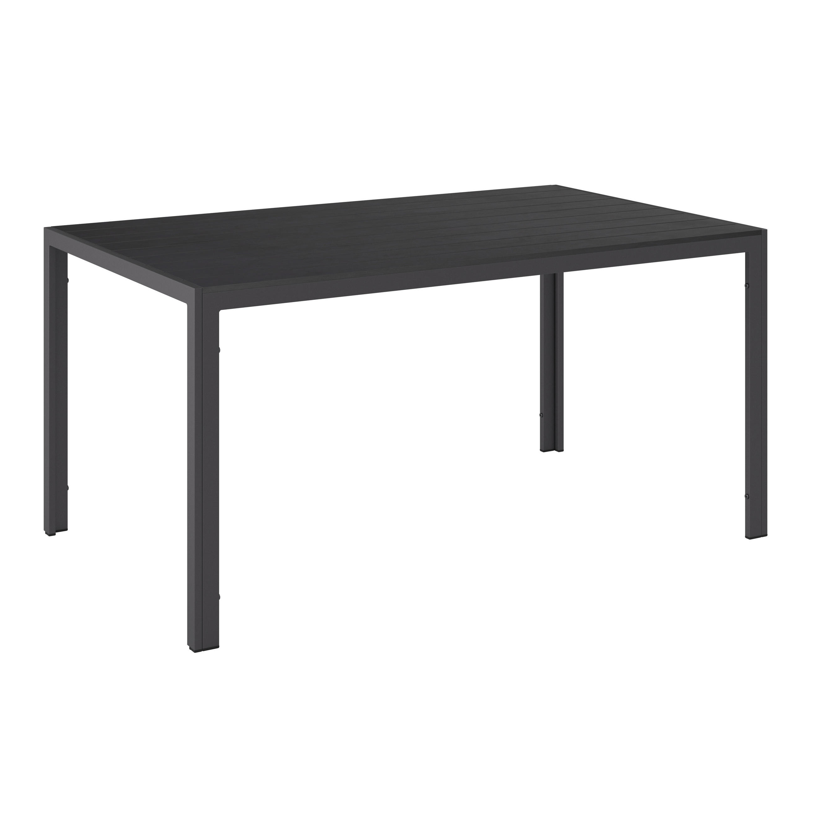 GARTENTISCH Metall, Kunststoff rechteckig  - Schwarz, MODERN, Kunststoff/Metall (150/74/90cm) - Ambia Garden