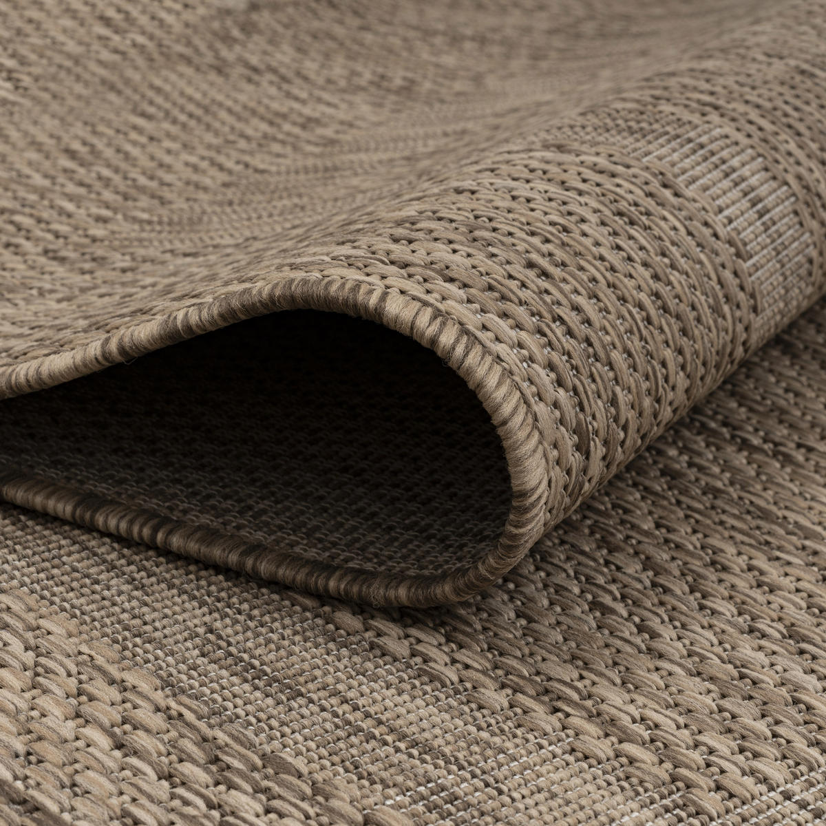 TEPPICH Outdoor Flachgewebe Uni-Design Polypropylen Balkon Braun Läufer 80x250 - Braun, Textil (80/250cm) - KADIMA DESIGN