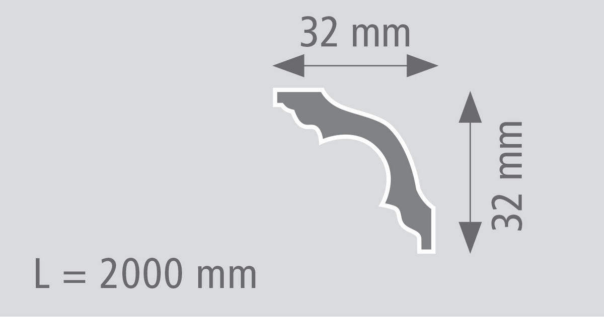 ZIERLEISTE 200/3,2/3,2 cm Weiß Kunststoff  - Weiß, MODERN, Kunststoff (200/3,2/3,2cm)