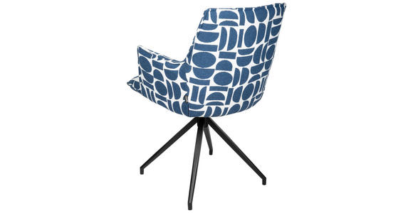 ARMLEHNSTUHL in Eisen Jacquard - Blau/Schwarz, Design, Textil/Metall (59/89,5/63cm) - Novel