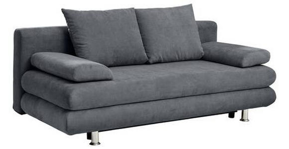 SCHLAFSOFA mit Stoffauswahl, Liegefunktion, Rücken echt Flachgewebe Dunkelgrau - Chromfarben/Dunkelgrau, Design, Kunststoff/Textil (196/74/90cm) - Carryhome