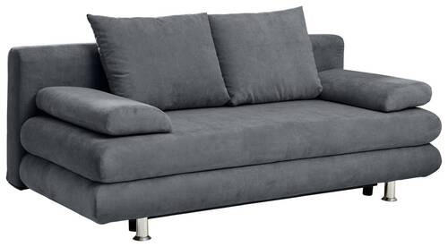 SCHLAFSOFA Flachgewebe Dunkelgrau  - Chromfarben/Dunkelgrau, Design, Kunststoff/Textil (196/74/90cm) - Carryhome