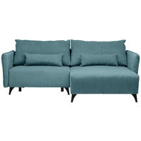 ECKSOFA Türkis Cord  - Türkis/Schwarz, Design, Textil/Metall (254/175cm) - Stylife