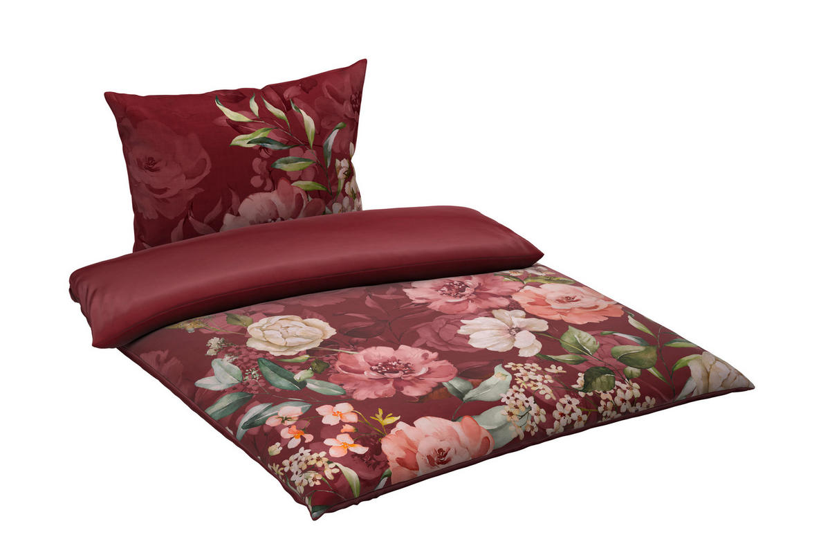 BETTWÄSCHE 2-teilig Mavie Satin 140/200 cm  - Dunkelrot, KONVENTIONELL, Textil (140/200cm) - Esposa