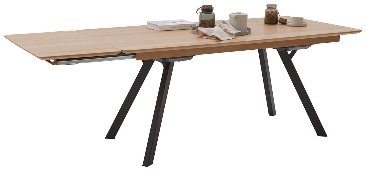 ESSTISCH in Holz, Metall 270/90/76 cm  - Eichefarben/Schwarz, KONVENTIONELL, Holz/Metall (270/90/76cm) - Valnatura