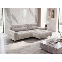 ECKSOFA Struktur Beige  - Beige/Schwarz, Design, Holz/Textil (260/160cm) - MID.YOU