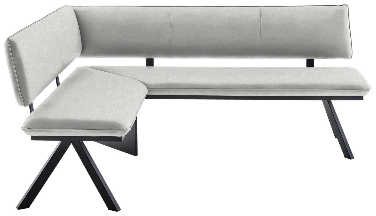 ECKBANK 165/205 cm  in Creme, Schwarz  - Creme/Schwarz, MODERN, Textil/Metall (165/205cm) - Cantus