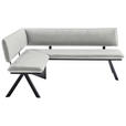 ECKBANK 140/180 cm  in Creme, Schwarz  - Creme/Schwarz, MODERN, Textil/Metall (140/180cm) - Cantus