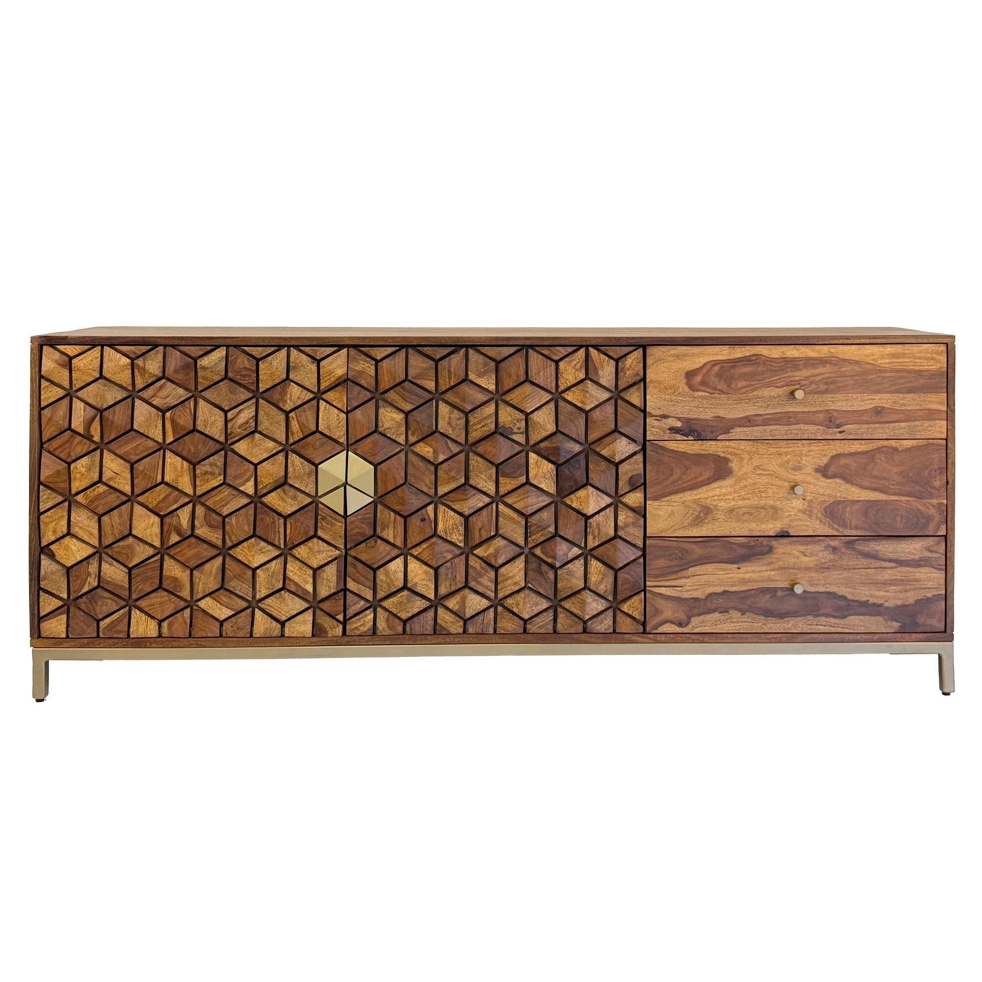SIDEBOARD  in 180/70/40 cm  - Goldfarben/Sheeshamfarben, Natur, Holz/Metall (180/70/40cm) - Livetastic
