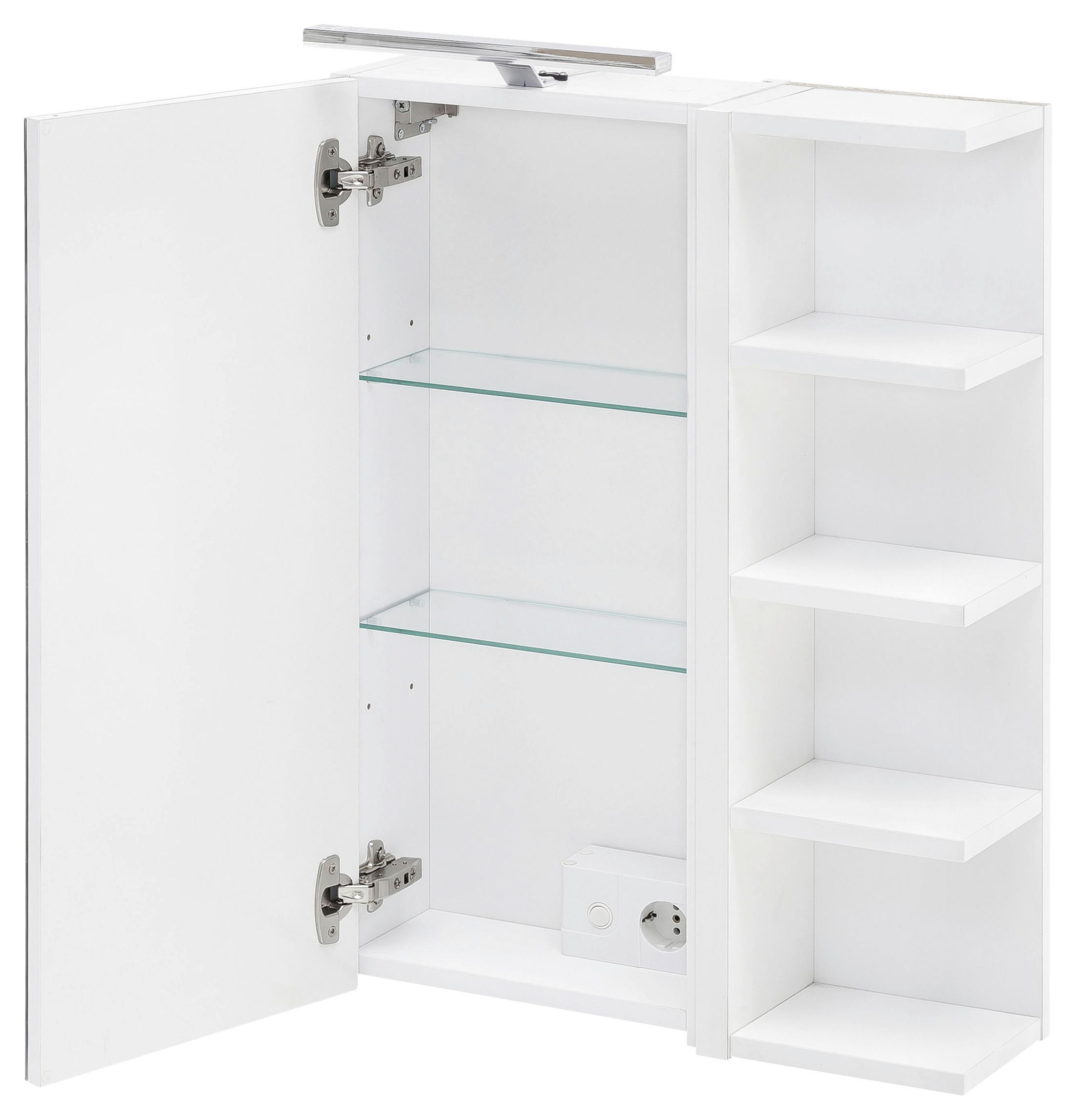 Thumbnail - Mid.you Spiegelschrank, Weiß, Holzwerkstoff, 51.3x75x16 cm, Made in Germany, Soft-Close-System, Badezimmer, Badezimmersp...