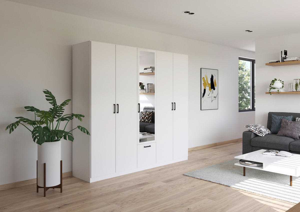 KLEIDERSCHRANK in Weiss  - Weiss/Grau, Basics, Holzwerkstoff/Metall (226/210/54cm) - Boxxx