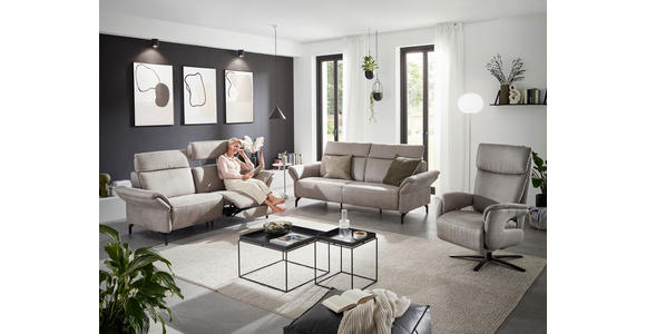 2-SITZER-SOFA Varo Lederlook Hellgrau  - Hellgrau/Schwarz, KONVENTIONELL, Textil/Metall (194/103/92cm) - Dieter Knoll