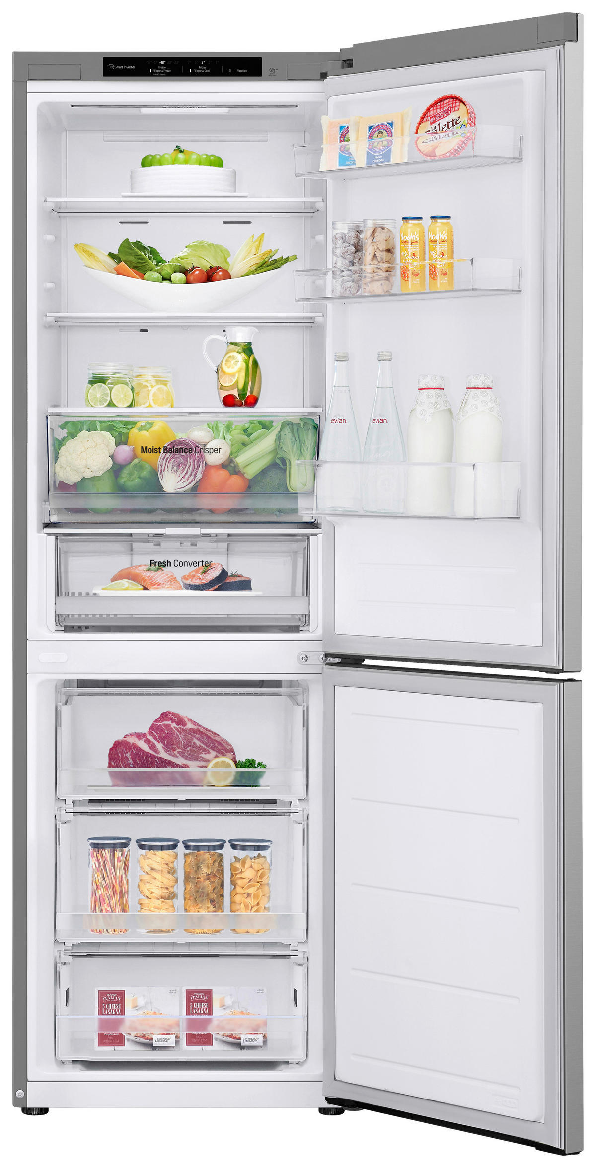 KÜHL-GEFRIER-KOMBINATION 59.5/186/67.5 cm GBV3100CPY  - Silberfarben, Trend, Glas/Kunststoff (59.5/186/67.5cm) - LG
