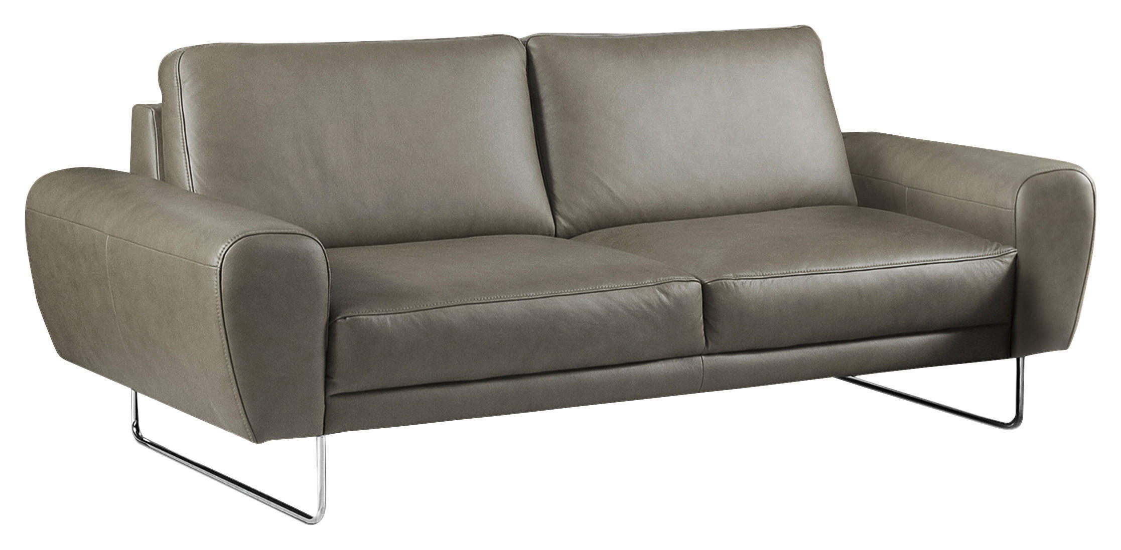2-SITZER-SOFA in Leder Grau  - Chromfarben/Grau, Design, Leder/Metall (177/85/92cm) - Livetastic