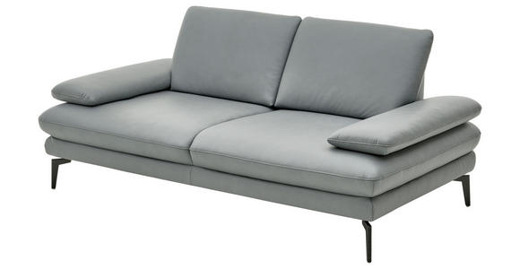 2,5-SITZER in Echtleder Grau  - Schwarz/Grau, Design, Leder/Metall (196/86/104cm) - Dieter Knoll