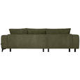 ECKSOFA  in Chenille Olivgrün  222/279 cm  - Schwarz/Olivgrün, KONVENTIONELL, Kunststoff/Textil (222/279cm) - Hom`in