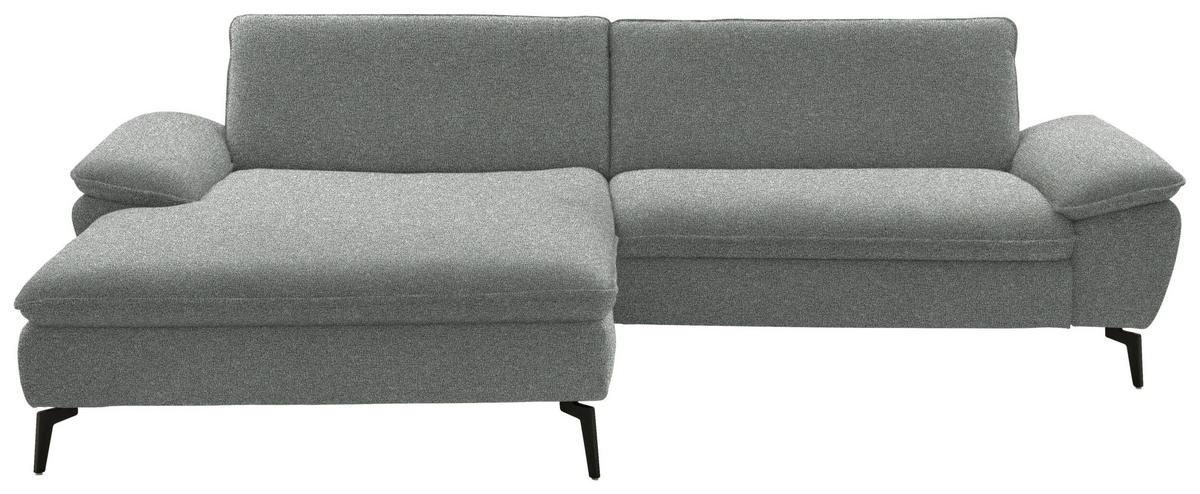 ECKSOFA Webstoff Grau  - Schwarz/Grau, Design, Textil/Metall (197/295cm) - Valdera