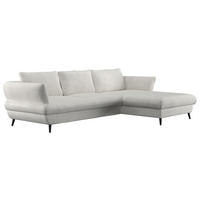 ECKSOFA in Velours Creme  - Creme/Schwarz, Design, Textil/Metall (281/181cm) - Livetastic