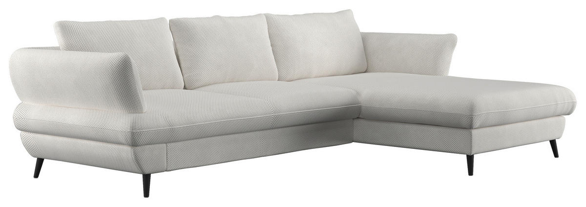 ECKSOFA in Velours Creme  - Creme/Schwarz, Design, Textil/Metall (281/181cm) - Livetastic